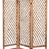 Benzara 3 Panel Traditional Foldable Screen with Rope Knot Design, Brown BM205389 Brown Wood, Jute BM205389