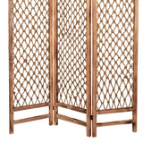 Benzara 3 Panel Traditional Foldable Screen with Rope Knot Design, Brown BM205389 Brown Wood, Jute BM205389