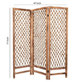 Benzara 3 Panel Traditional Foldable Screen with Rope Knot Design, Brown BM205389 Brown Wood, Jute BM205389