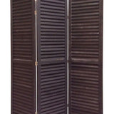 Benzara 3 Panel Foldable Wooden Shutter Screen with Straight Legs, Black BM205392 Black Wood BM205392