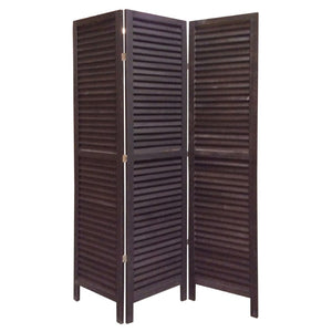 Benzara 3 Panel Foldable Wooden Shutter Screen with Straight Legs, Black BM205392 Black Wood BM205392