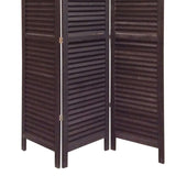 Benzara 3 Panel Foldable Wooden Shutter Screen with Straight Legs, Black BM205392 Black Wood BM205392