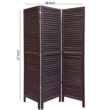 Benzara 3 Panel Foldable Wooden Shutter Screen with Straight Legs, Black BM205392 Black Wood BM205392