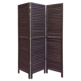 3 Panel Foldable Wooden Shutter Screen with Straight Legs, Black