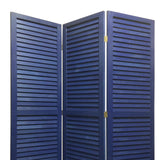 Benzara 3 Panel Foldable Wooden Shutter Screen with Straight Legs, Blue BM205393 Blue Wood BM205393