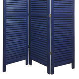 Benzara 3 Panel Foldable Wooden Shutter Screen with Straight Legs, Blue BM205393 Blue Wood BM205393