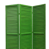 Benzara 3 Panel Foldable Wooden Shutter Screen with Straight Legs, Green BM205394 Green Wood BM205394