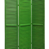 Benzara 3 Panel Foldable Wooden Shutter Screen with Straight Legs, Green BM205394 Green Wood BM205394