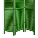 Benzara 3 Panel Foldable Wooden Shutter Screen with Straight Legs, Green BM205394 Green Wood BM205394