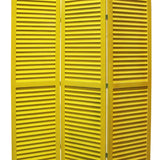 Benzara 3 Panel Foldable Wooden Shutter Screen with Straight Legs, Yellow BM205397 Yellow Wood BM205397