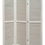 Benzara 3 Panel Foldable Wooden Shutter Screen with Straight Legs, White BM205398 White Wood BM205398