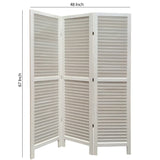 Benzara 3 Panel Foldable Wooden Shutter Screen with Straight Legs, White BM205398 White Wood BM205398