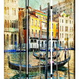 Benzara Foldable 3 Panel Canvas Screen with Venice Passage Print, Multicolor BM205401 Multicolor Fabric, Wood BM205401