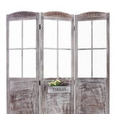 Benzara 3 Panel Foldable Wooden Screen with Garden Design, Brown BM205413 Brown Wood BM205413