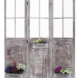 Benzara 3 Panel Foldable Wooden Screen with Garden Design, Brown BM205413 Brown Wood BM205413