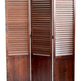 Benzara Traditional Foldable Wooden Shutter Screen with 3 Panels, Brown BM205415 Brown Wood BM205415