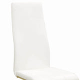 Benzara Leatherette Breuer Style Dining Chair, Set of 4, White and Gold BM205436 White and Gold Metal and Leatherette BM205436