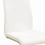 Benzara Leatherette Breuer Style Dining Chair, Set of 4, White and Gold BM205436 White and Gold Metal and Leatherette BM205436