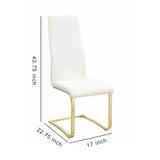 Benzara Leatherette Breuer Style Dining Chair, Set of 4, White and Gold BM205436 White and Gold Metal and Leatherette BM205436