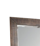 Benzara Rectangular Wooden Frame Mirror with Slat Pattern, Brown and Silver BM205568 Brown and Silver Wood and Mirror BM205568