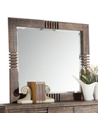 Benzara Rectangular Wooden Frame Mirror with Slat Pattern, Brown and Silver BM205568 Brown and Silver Wood and Mirror BM205568