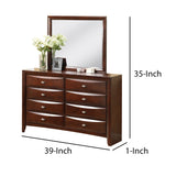 Benzara Contemporary Rectangular Mirror with Wooden Frame, Brown and Silver BM205569 Brown and Silver Wood and Mirror BM205569