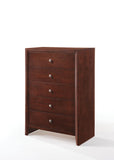 Benzara Contemporary Style Wooden Chest with 5 Storage Drawers, Brown BM205629 Brown Wood and Veneer BM205629