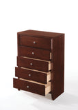 Benzara Contemporary Style Wooden Chest with 5 Storage Drawers, Brown BM205629 Brown Wood and Veneer BM205629