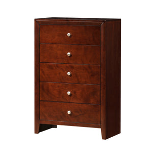 Benzara Contemporary Style Wooden Chest with 5 Storage Drawers, Brown BM205629 Brown Wood and Veneer BM205629