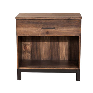 Benzara Two Tone Nightstand with 1 Drawer and 1 Open Compartment, Brown BM205706 Brown Wood BM205706