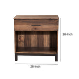 Benzara Two Tone Nightstand with 1 Drawer and 1 Open Compartment, Brown BM205706 Brown Wood BM205706