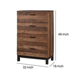 Benzara Transitional Style Wooden Chest with 4 Drawers, Large, Brown BM205709 Brown Wood BM205709