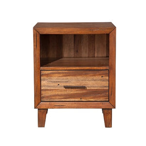 Benzara Transitional Style Nightstand with 1 Drawer and 1 Open Compartment, Brown BM205731 Brown Wood BM205731