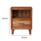 Benzara Transitional Style Nightstand with 1 Drawer and 1 Open Compartment, Brown BM205731 Brown Wood BM205731