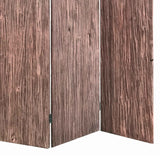 Benzara Textured and Bark Designed Wooden 3 Panel Room Divider , Natural Brown BM205776 Brown Wood and Metal BM205776