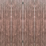 Benzara Textured and Bark Designed Wooden 4 Panel Room Divider , Natural Brown BM205777 Brown Wood and Metal BM205777