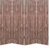 Benzara Textured and Bark Designed Wooden 4 Panel Room Divider , Natural Brown BM205777 Brown Wood and Metal BM205777