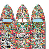 Benzara Beach Themed Surfboard Shaped 3 Panel Room Divider, Multicolor BM205778 Multicolor Wood and Metal BM205778