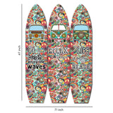 Benzara Beach Themed Surfboard Shaped 3 Panel Room Divider, Multicolor BM205778 Multicolor Wood and Metal BM205778