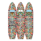 Beach Themed Surfboard Shaped 3 Panel Room Divider, Multicolor