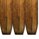 Benzara Plank Style Surfboard Shaped 3 Panel Wooden Room Divider, Brown BM205782 Brown Wood and Metal BM205782