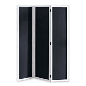 Benzara Chalkboard and Wooden 3 Panel Room Divider, Black and White BM205784 Black and White Wood, Slate and Metal BM205784