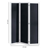 Benzara Chalkboard and Wooden 3 Panel Room Divider, Black and White BM205784 Black and White Wood, Slate and Metal BM205784