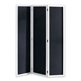 Chalkboard and Wooden 3 Panel Room Divider, Black and White