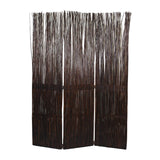 Traditional 3 Panel Wooden Willow Branch Room Divider, Brown