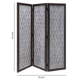 Benzara Wooden 3 Panel Room Divider with Textured Diamond Pattern, Gray and Black BM205788 Gray and Black Wood and Metal BM205788