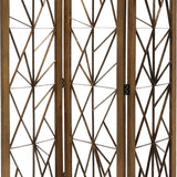 Benzara Wooden Handcrafted 3 Panel Room Divider with Intricate Iron Design, Brown BM205789 Brown Wood and Metal BM205789