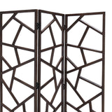 Benzara Wooden 3 Panel Room Divider with Intricate Design, Espresso Brown BM205790 Brown Wood BM205790