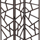 Benzara Wooden 3 Panel Room Divider with Intricate Design, Espresso Brown BM205790 Brown Wood BM205790