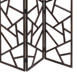 Benzara Wooden 3 Panel Room Divider with Intricate Design, Espresso Brown BM205790 Brown Wood BM205790